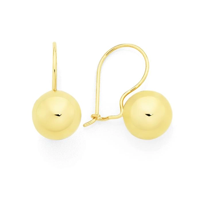 9ct Gold 8mm Euroball Earrings