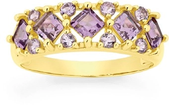 9ct Gold Amethyst & Pink Amethyst Dress Band