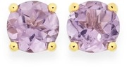 9ct Gold Amethyst Round Brilliant Cut Stud Earrings