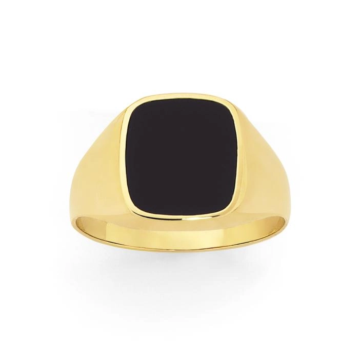 9ct Gold Black Agate Signet Men's Ring