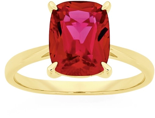 9ct Gold Created Ruby Claw Ring