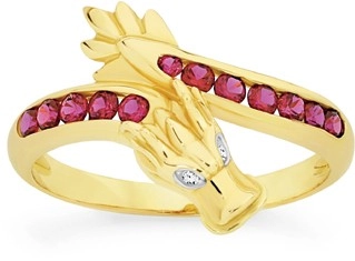 9ct Gold Created Ruby & Diamond Ring