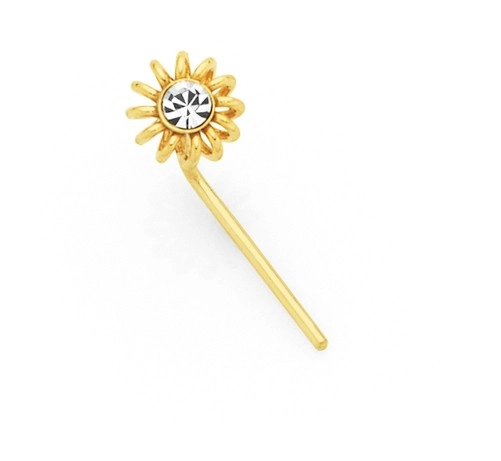 9ct Gold Crystal Daisy Nose Stud