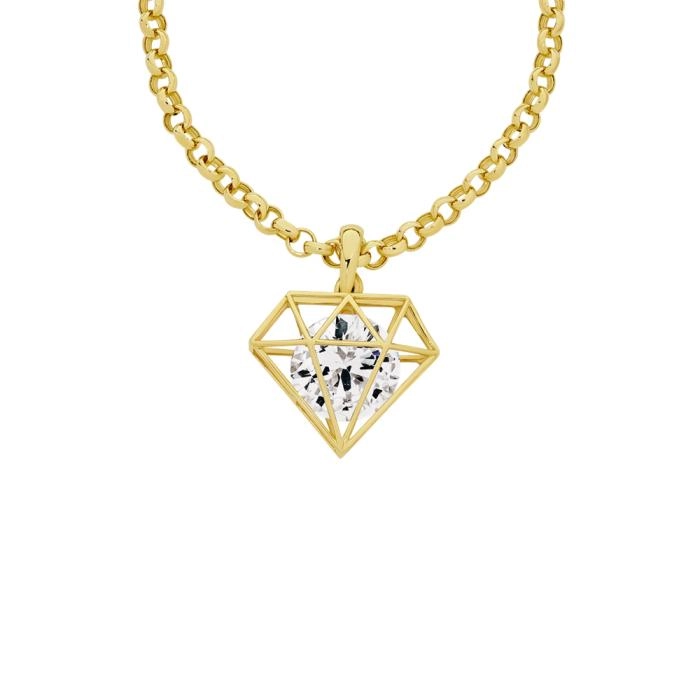 9ct Gold Cubic Zirconia Open Diamond Shape Pendant