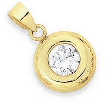 9ct Gold Cubic Zirconia Solitaire Pendant