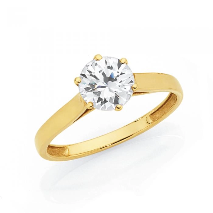 9ct Gold Cubic Zirconia Solitaire Ring