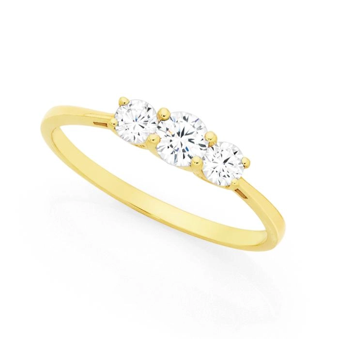 9ct Gold Cubic Zirconia Trilogy Band