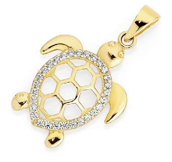 9ct Gold Cubic Zirconia Turtle Pendant