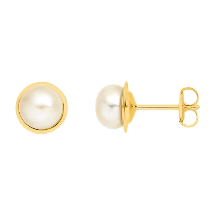 9ct Gold Cultured Freshwater Pearl Gold Framed Earrings