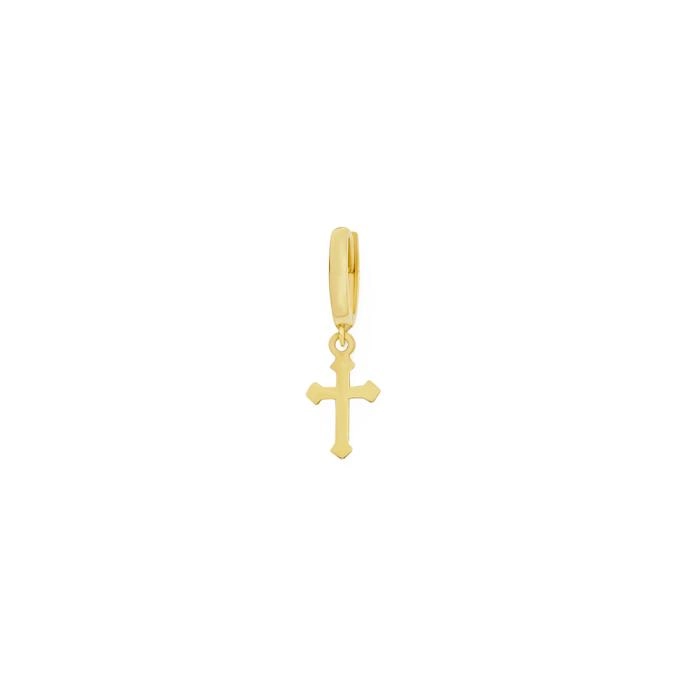 9ct Gold Dangle Cross Huggie Men's Earring