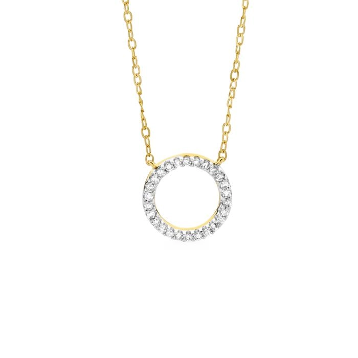 9ct Gold Diamond Circle Necklet