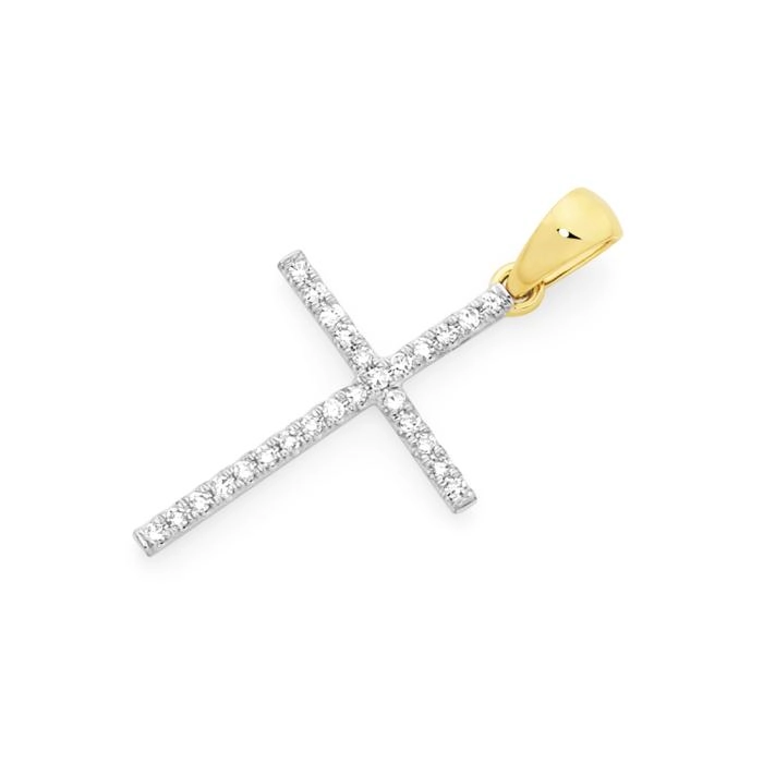 9ct Gold Diamond Cross Pendant