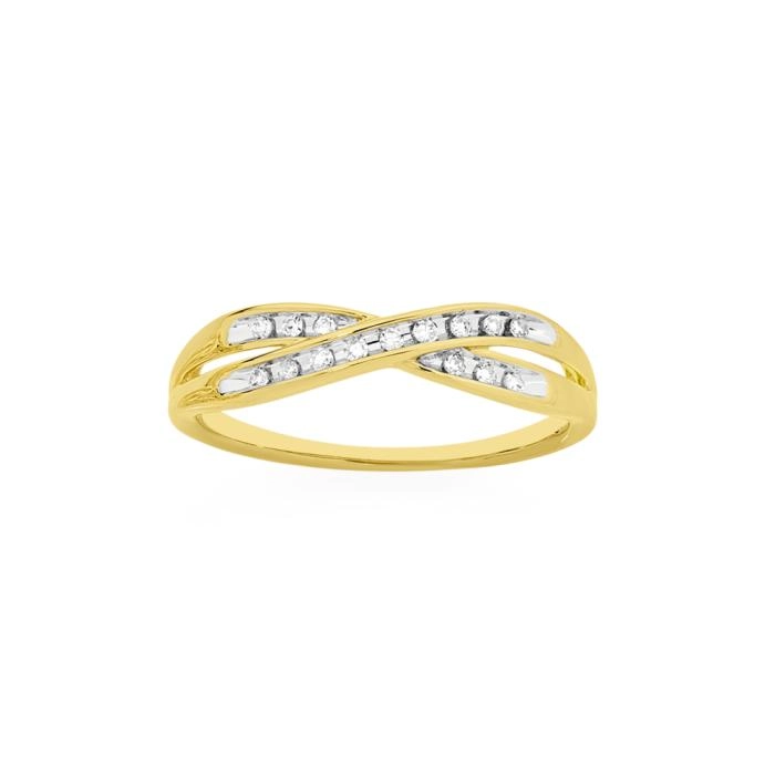 9ct Gold Diamond Crossover Ring