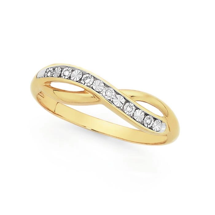 9ct Gold Diamond Crossover Ring