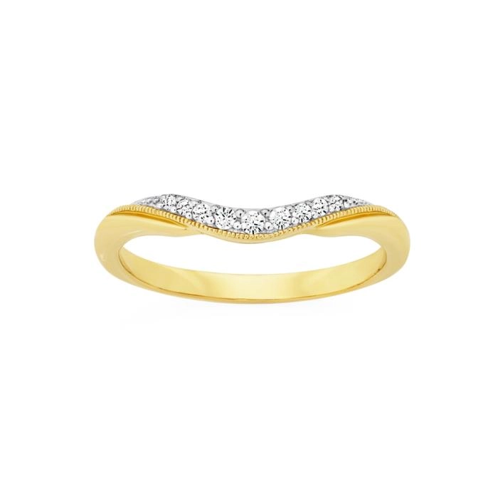 9ct Gold Diamond Curved Band