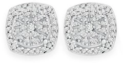 9ct Gold Diamond Cushion Cluster Stud Earrings