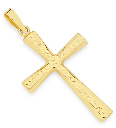 9ct Gold Diamond-Cut Cross Pendant