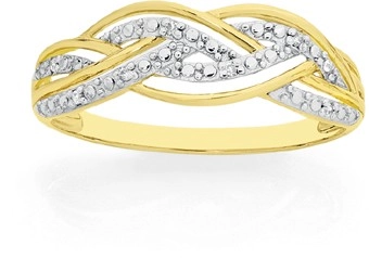 9ct Gold Diamond Double Braid Ring