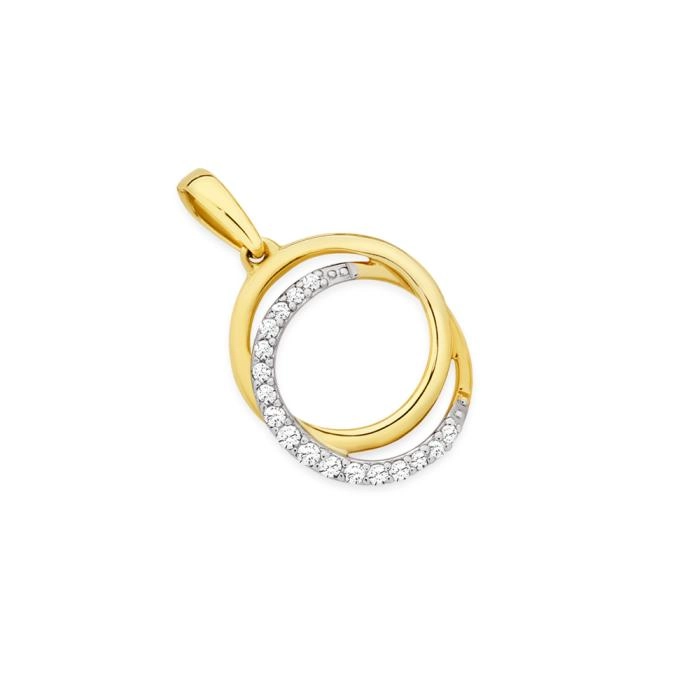 9ct Gold Diamond Double Circle Pendant