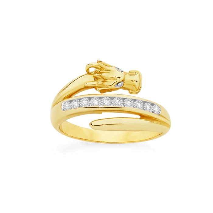 9ct Gold Diamond Dragon Ring