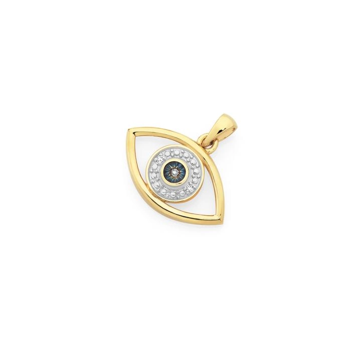 9ct Gold Diamond Evil Eye Pendant