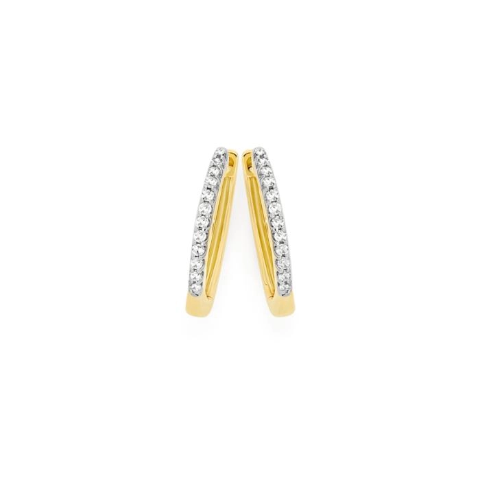 9ct Gold Diamond Fine Huggie Earrings