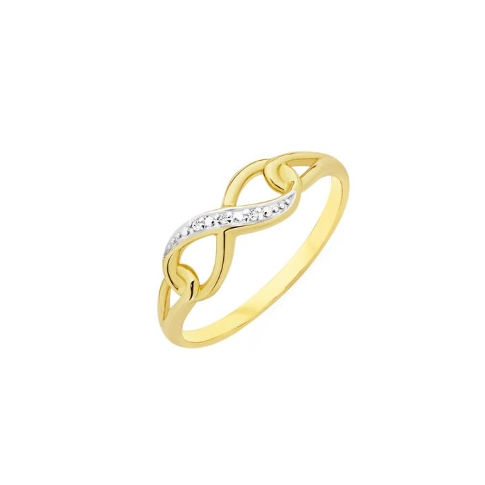 9ct Gold Diamond Infinity Loop Ring