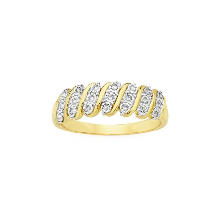 9ct Gold Diamond Ribbon Band