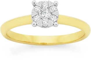 9ct Gold Diamond Round Cluster Ring