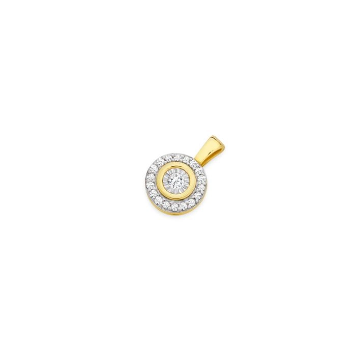 9ct Gold Diamond Round Halo Pendant