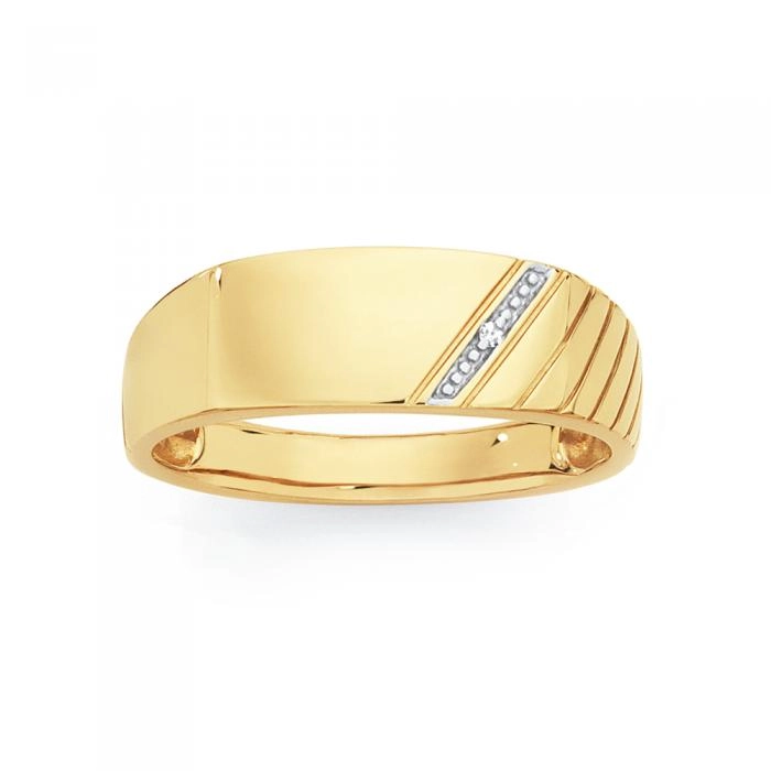 9ct Gold Diamond Set Men's Ring