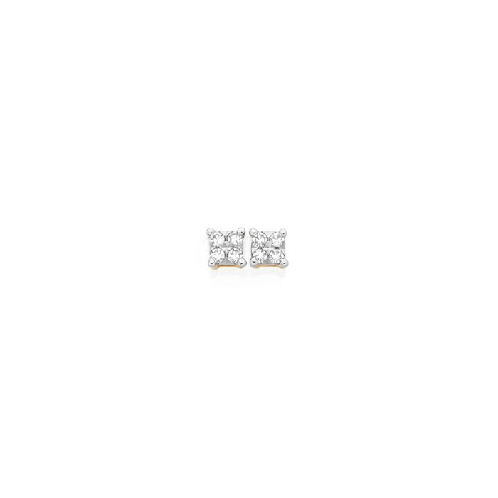 9ct Gold Diamond Square Stud Earrings