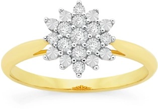 9ct Gold Diamond Starburst Cluster Ring