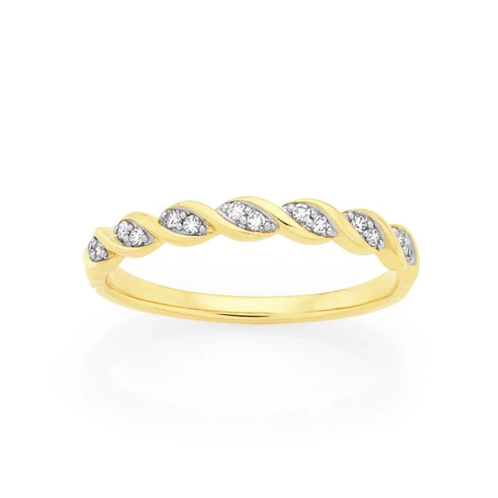 9ct Gold Diamond Twist Ring