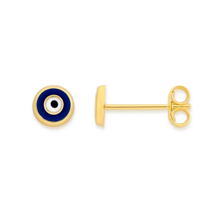 9ct Gold Enamel Evil Eye Stud Earrings