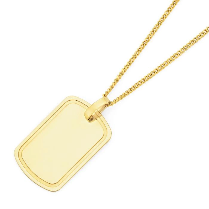 9ct Gold Engravable Dog Tag Men's Pendant