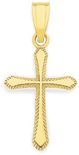 9ct Gold Fluted Cross Pendant