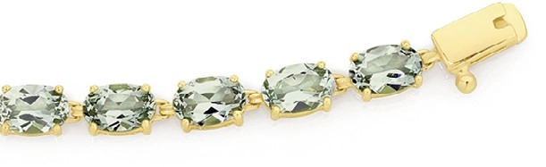 9ct Gold Green Amethyst Bracelet