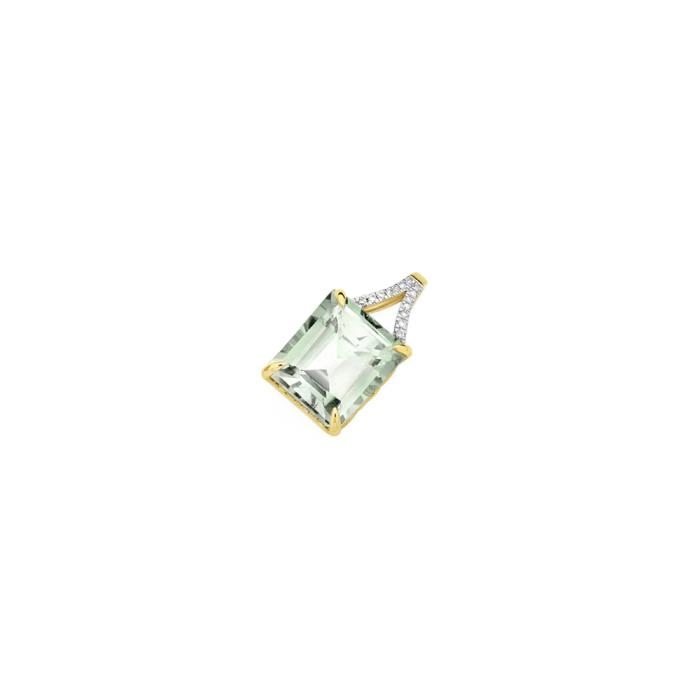 9ct Gold Green Amethyst Emerald Cut Slider Pendant