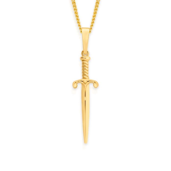 9ct Gold Long Sword Men's Pendant