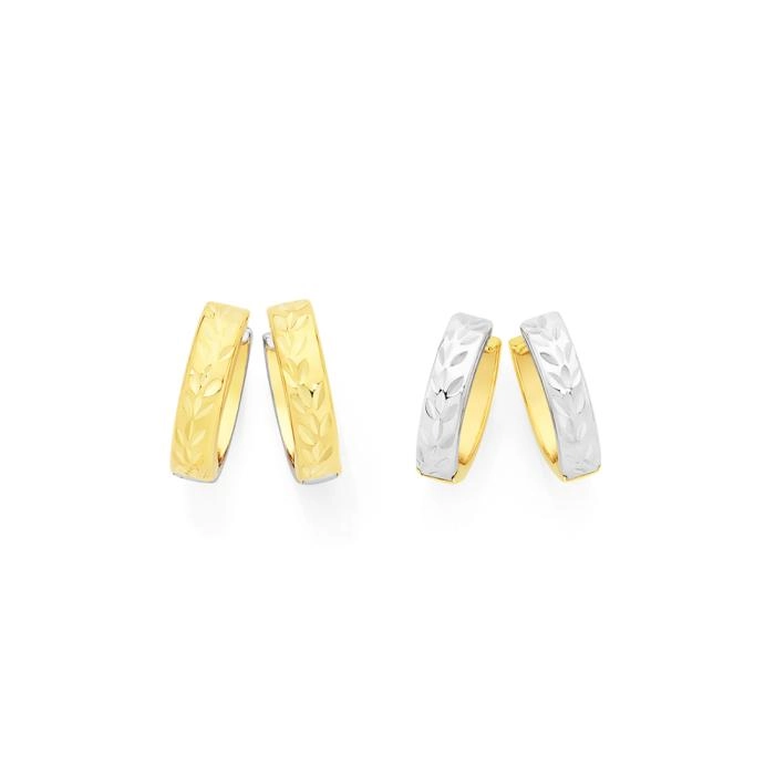 9ct Gold on Silver Two Tone Reversible Huggie Earrings