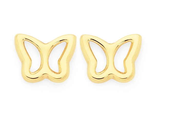 9ct Gold Open Butterfly Stud Earrings