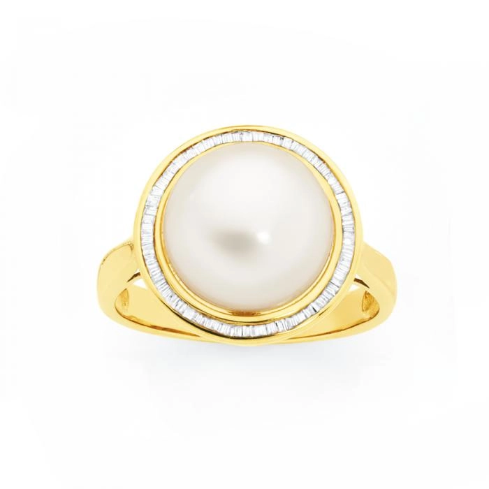 9ct Gold Pearl & Diamond Ring