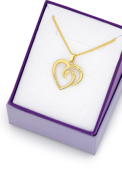 9ct Gold Polished 'Infinite Love' Open Heart Pendant