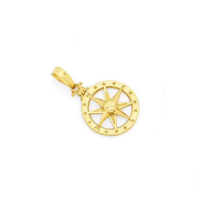 9ct Gold Round Compass Pendant