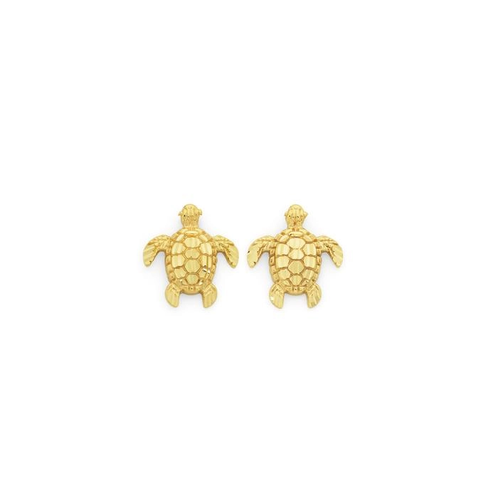 9ct Gold Sea Turtle Stud Earrings