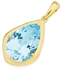 9ct Gold Sky Blue Topaz Pear Teardrop Pendant