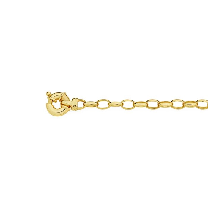 9ct Gold Solid Oval Belcher Bolt Ring Bracelet