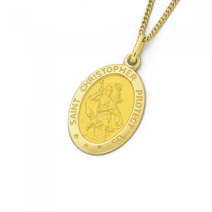 9ct Gold St. Christopher Oval Pendant