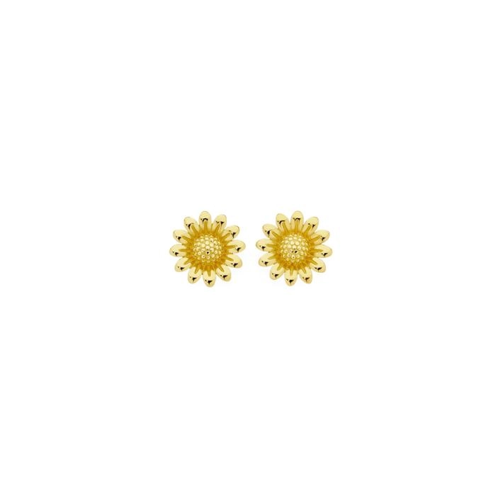 9ct Gold Sunflower Stud Earrings